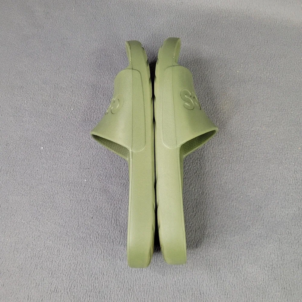 Crocs Unisex Classic Slides 2.0 Army Green Spellout‎ Mens 9 Womens 11